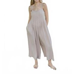 NEW GIGIO sandy shores textured sleeveless jumpsuit in sand